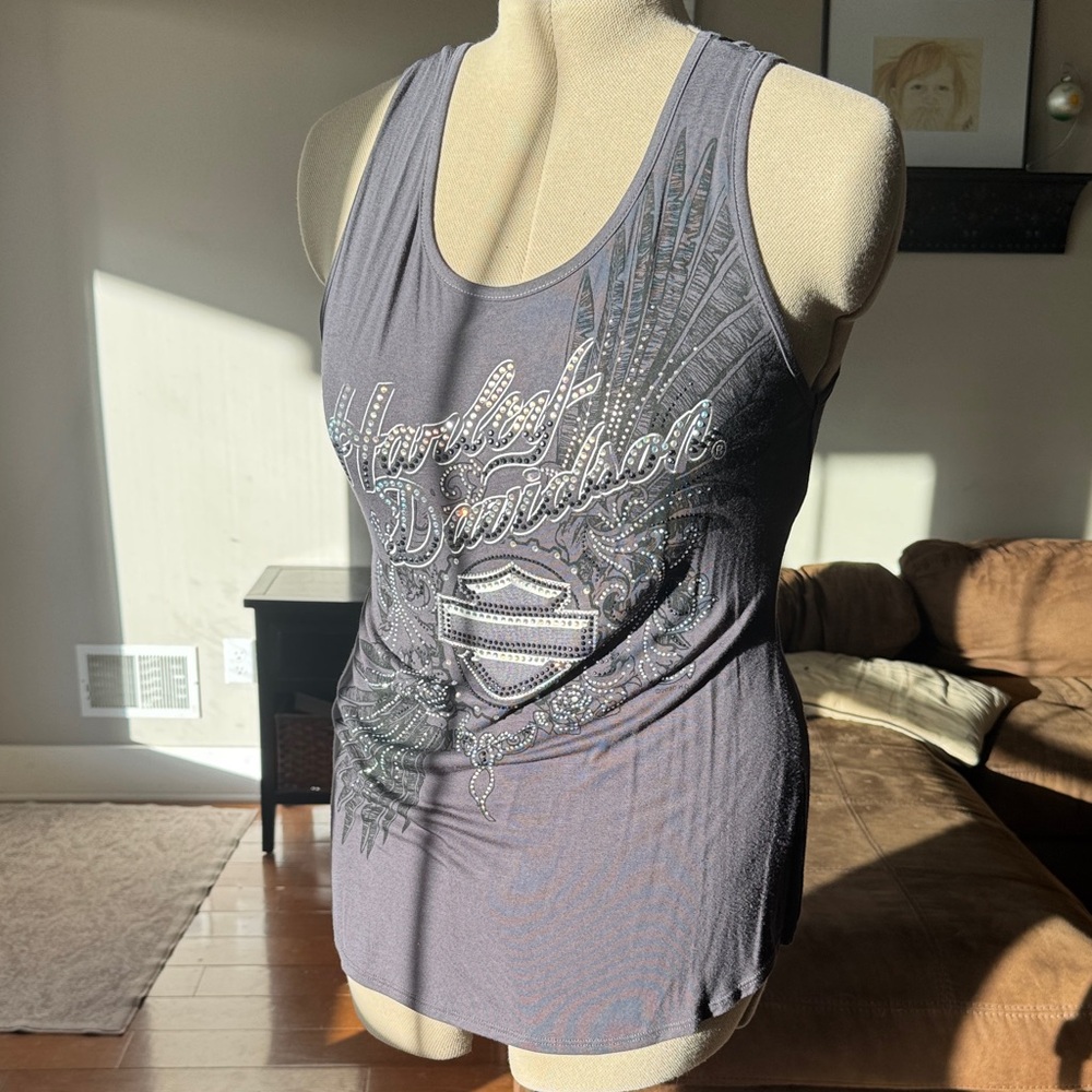Harley-Davidson Women's Charcoal Embellished Tank Top
